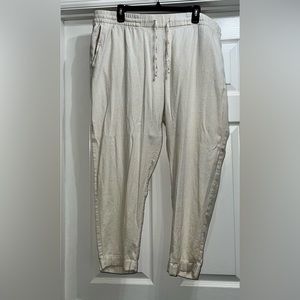 Old Navy Linen Blend Drawstring Pants Sz XL Relaxed Fit Pockets Wide Leg